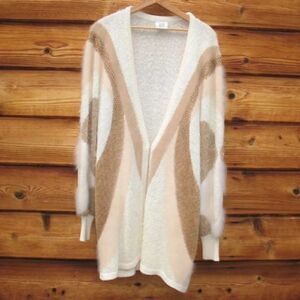 NEW  Cream Angora Blend Fuzzy Cardigan Sweater